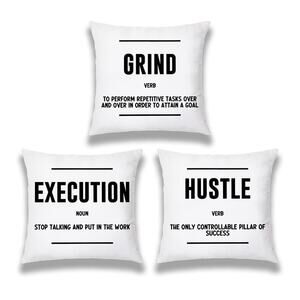 Quote Grind Hustle Execution Quote Success‎ Entrepreneur 3 Pillow Case 18x18”